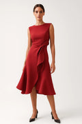 Sukienka midi damska – bez rękawów, asymetryczna talia - Arkadya Outlet - Women Midi Dress