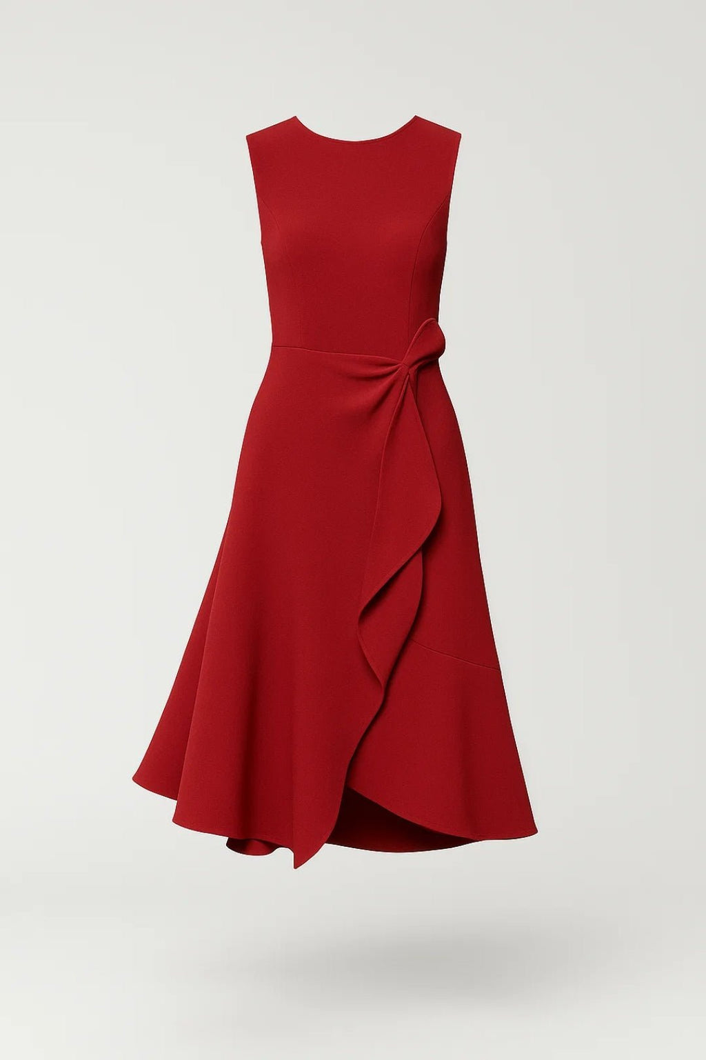 Sukienka midi damska – bez rękawów, asymetryczna talia - Arkadya Outlet - Women Midi Dress