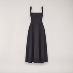 Sukienka midi damska bez rękawów z dekoltem w serek – regularny krój z plisowanym dołem - Arkadya Outlet - Women Midi Dress