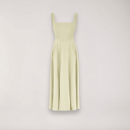Sukienka midi damska bez rękawów z dekoltem w serek – regularny krój z plisowanym dołem - Arkadya Outlet - Women Midi Dress