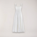 Sukienka midi damska bez rękawów z dekoltem w serek – regularny krój z plisowanym dołem - Arkadya Outlet - Women Midi Dress