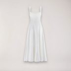Sukienka midi damska bez rękawów z dekoltem w serek – regularny krój z plisowanym dołem - Arkadya Outlet - Women Midi Dress
