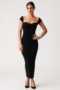 Sukienka midi damska bodycon – dekolt hiszpański - Arkadya Outlet - Women Midi Dress