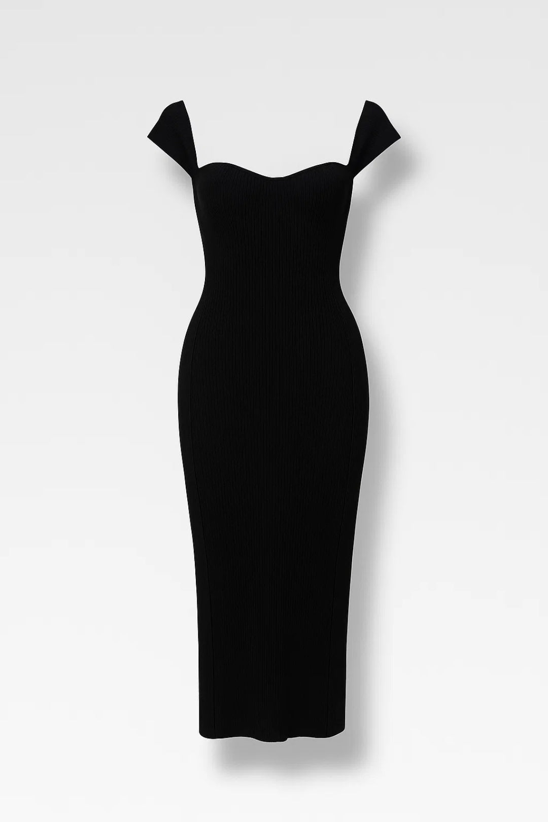 Sukienka midi damska bodycon – dekolt hiszpański - Arkadya Outlet - Women Midi Dress