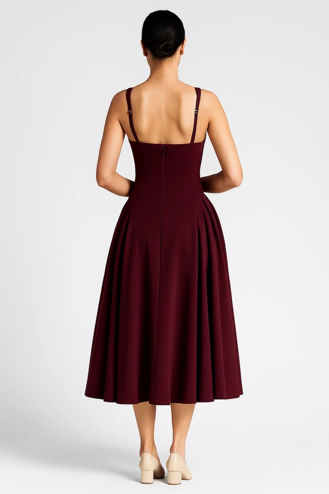 Sukienka midi damska – dopasowana góra, rozkloszowany dół - Arkadya Outlet - Women Midi Dress