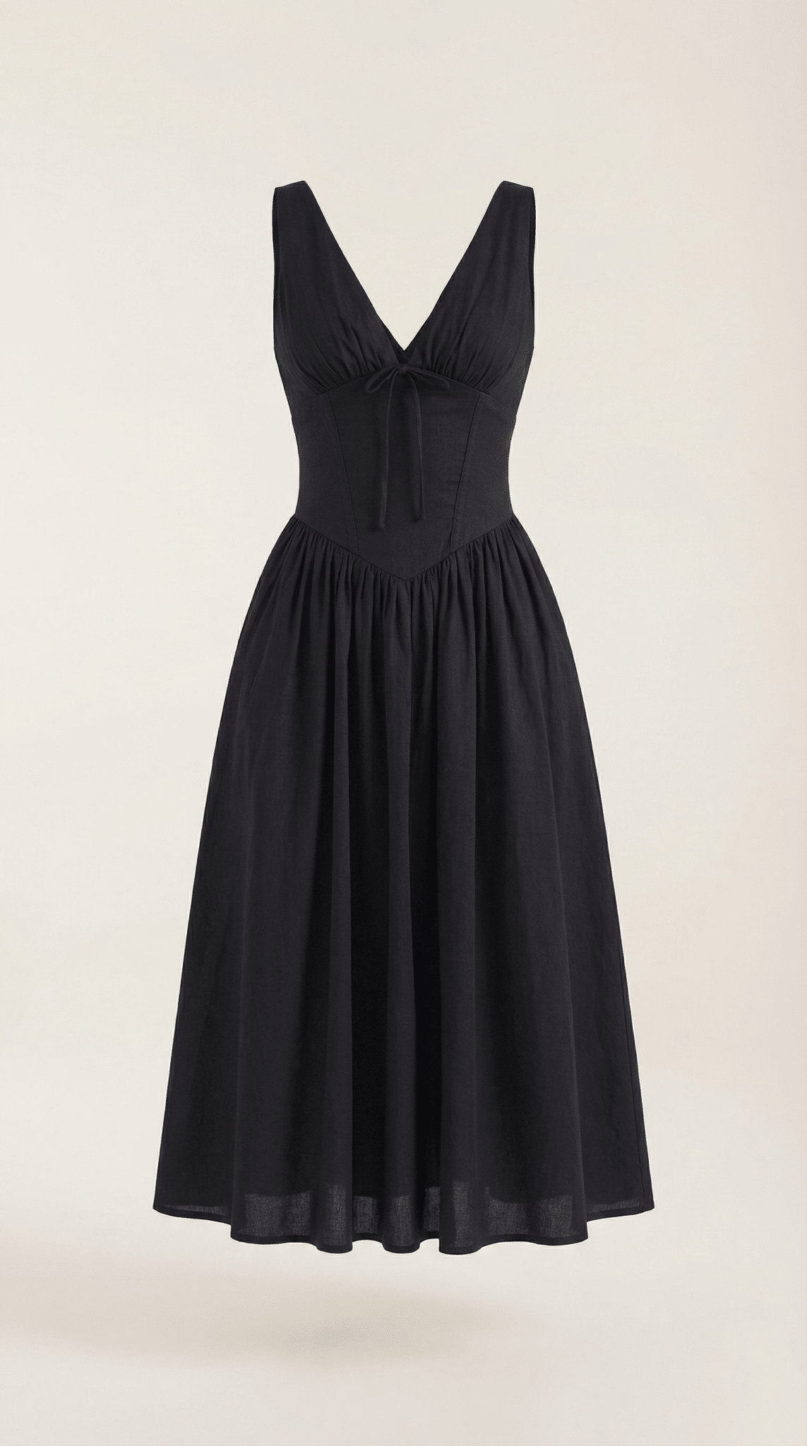 Sukienka midi dekolt V – dopasowana góra, marszczony dół - Arkadya Outlet - Women Midi Dress
