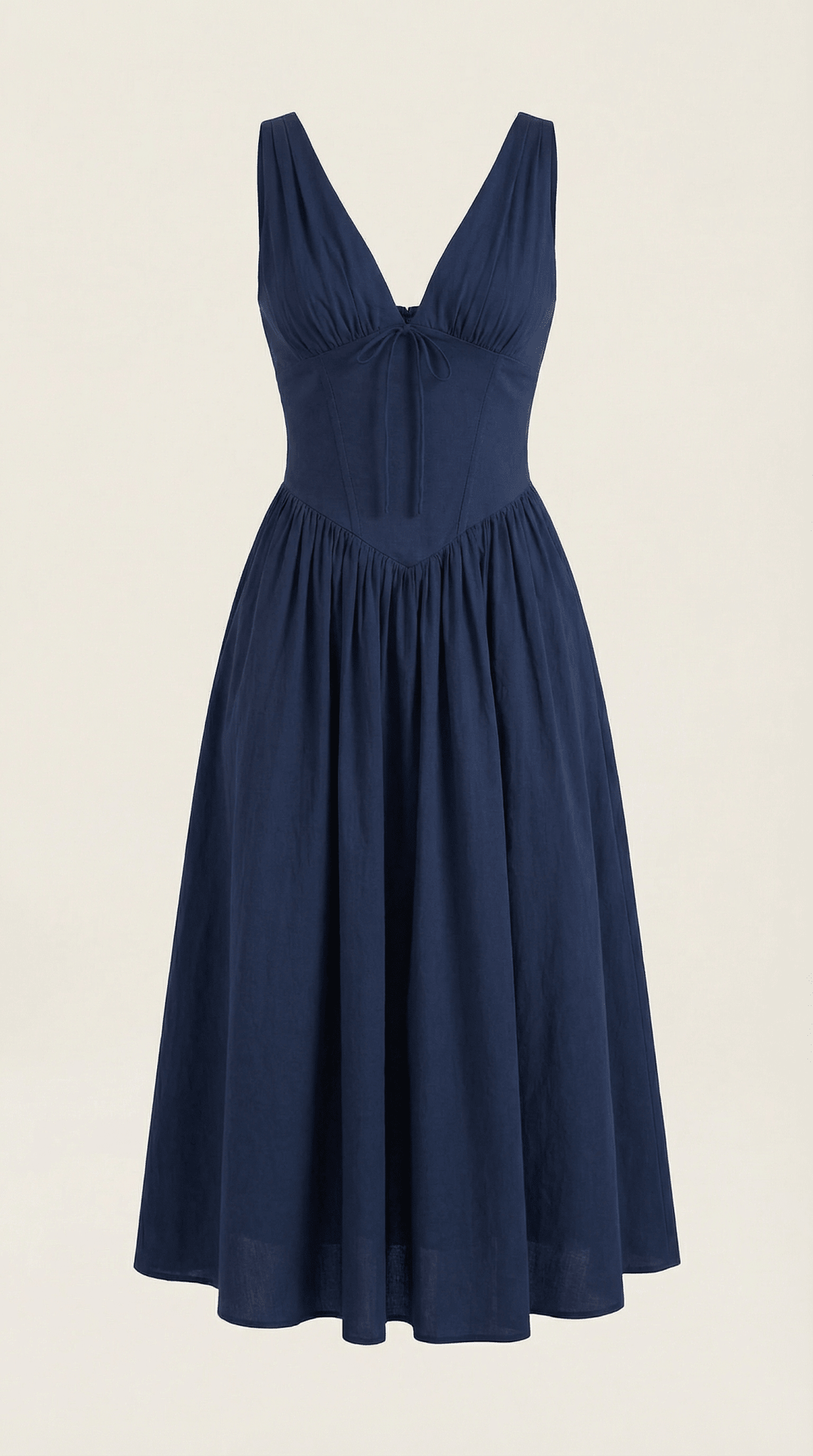 Sukienka midi dekolt V – dopasowana góra, marszczony dół - Arkadya Outlet - Women Midi Dress