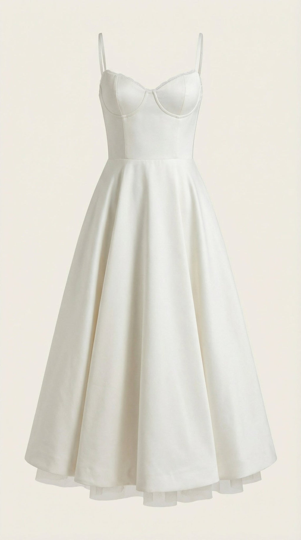 Sukienka midi dekolt w serce – cienkie ramiączka - Arkadya Outlet - Women Midi Dress