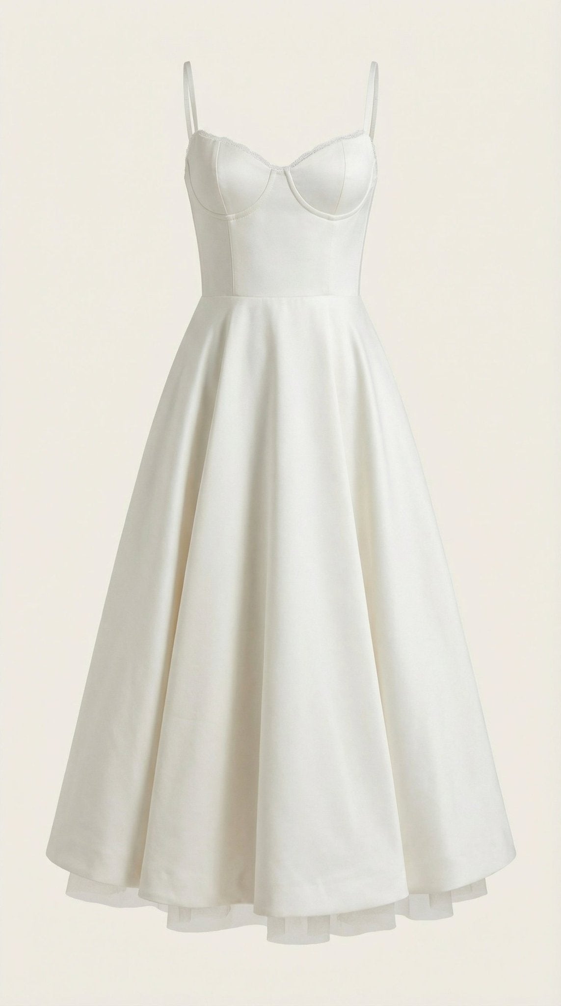 Sukienka midi dekolt w serce – cienkie ramiączka - Arkadya Outlet - Women Midi Dress