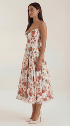 Sukienka midi dekolt w serce – cienkie ramiączka - Arkadya Outlet - Women Midi Dress