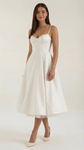 Sukienka midi dekolt w serce – cienkie ramiączka - Arkadya Outlet - Women Midi Dress