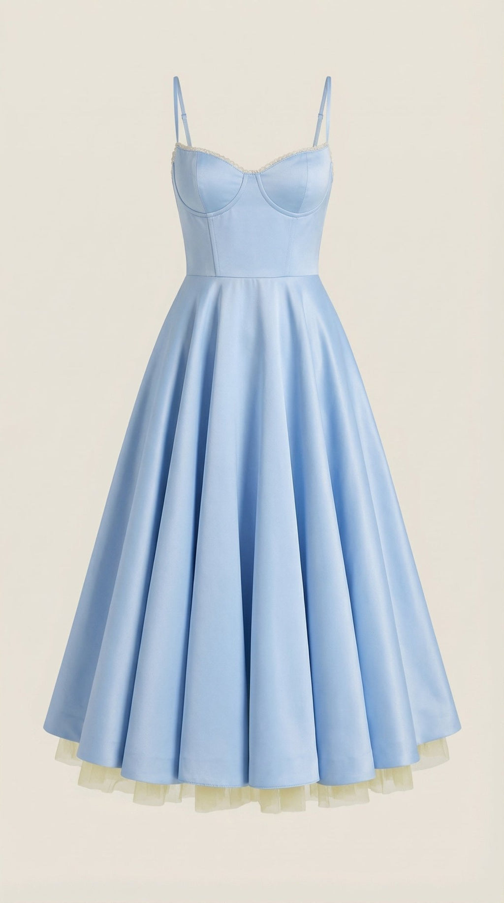 Sukienka midi dekolt w serce – cienkie ramiączka - Arkadya Outlet - Women Midi Dress
