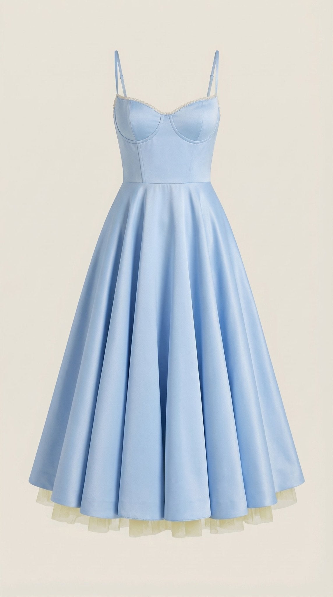 Sukienka midi dekolt w serce – cienkie ramiączka - Arkadya Outlet - Women Midi Dress