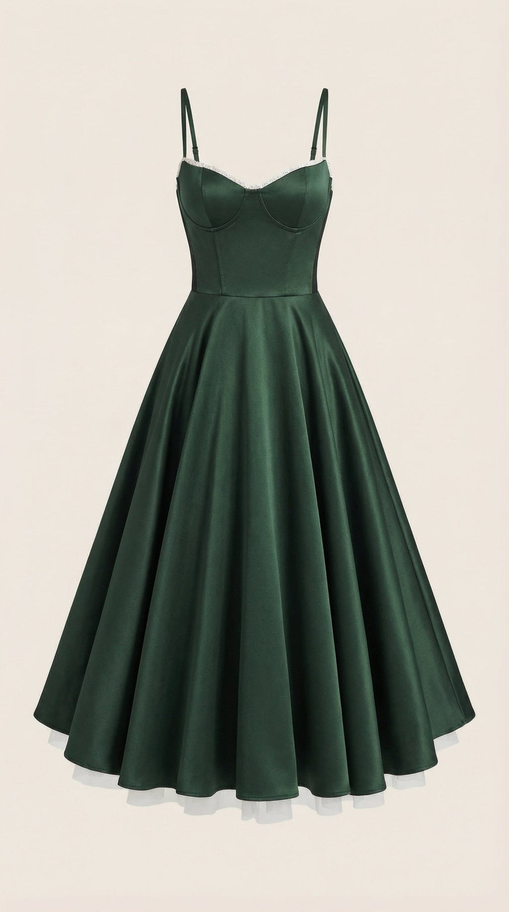 Sukienka midi dekolt w serce – cienkie ramiączka - Arkadya Outlet - Women Midi Dress