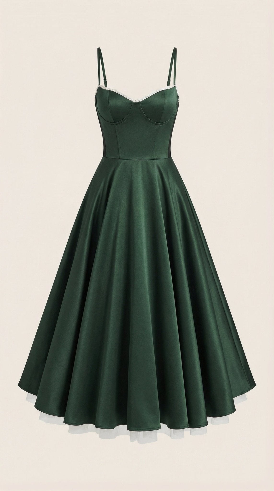 Sukienka midi dekolt w serce – cienkie ramiączka - Arkadya Outlet - Women Midi Dress