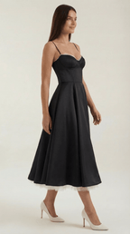 Sukienka midi dekolt w serce – cienkie ramiączka - Arkadya Outlet - Women Midi Dress
