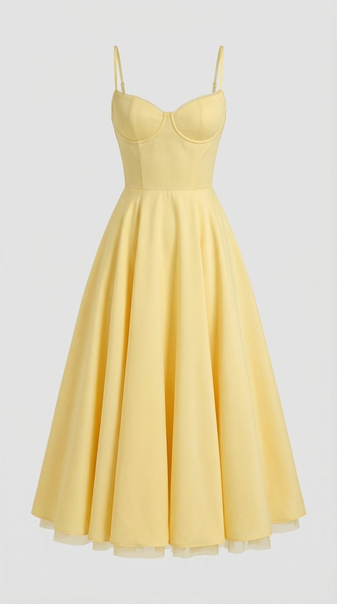 Sukienka midi dekolt w serce – cienkie ramiączka - Arkadya Outlet - Women Midi Dress