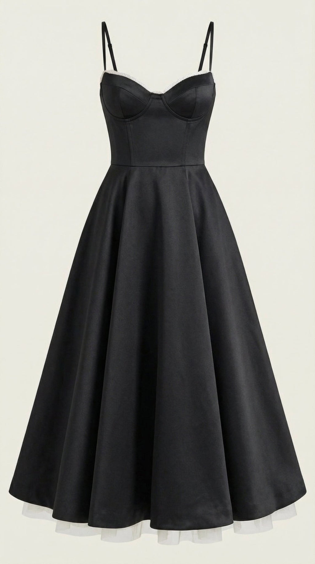 Sukienka midi dekolt w serce – cienkie ramiączka - Arkadya Outlet - Women Midi Dress