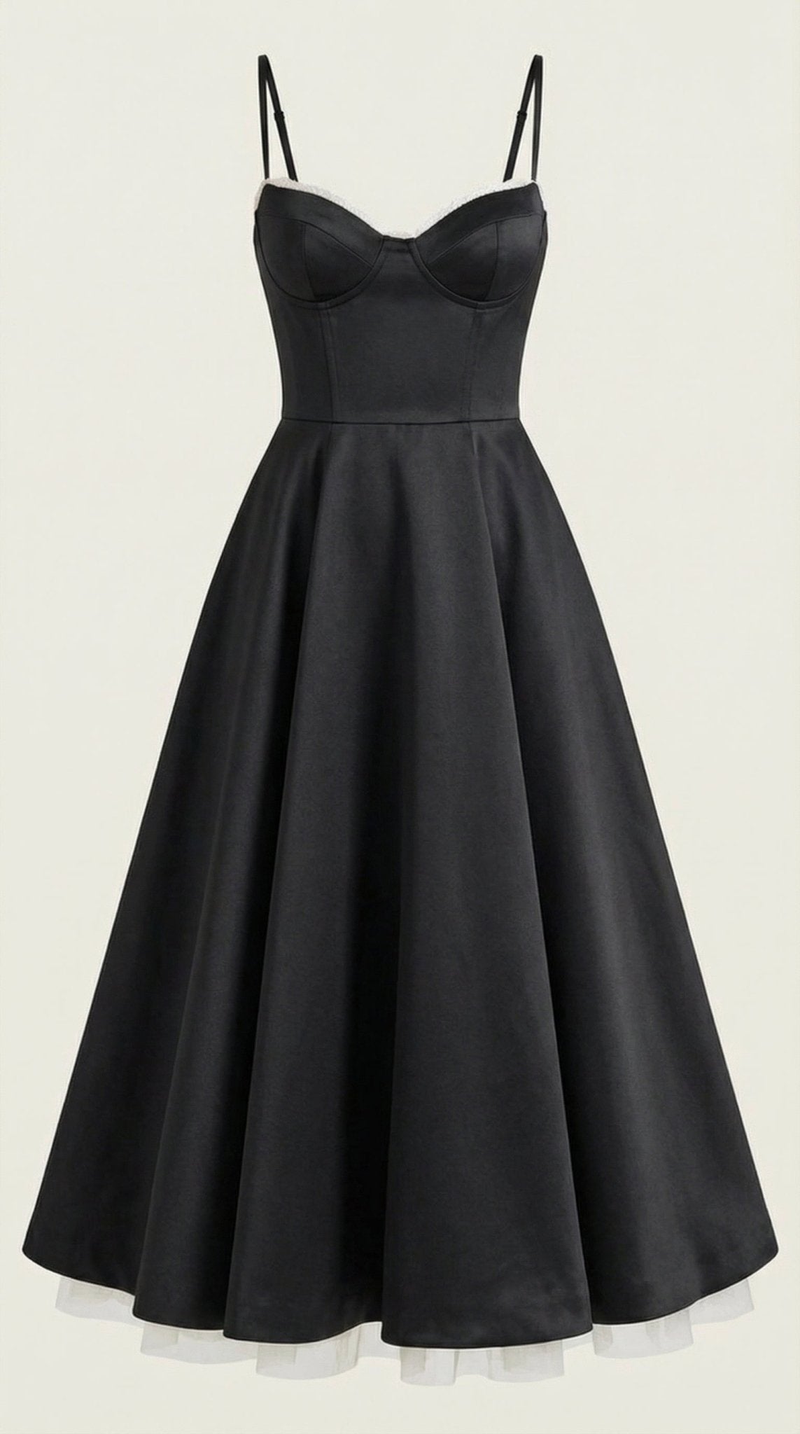 Sukienka midi dekolt w serce – cienkie ramiączka - Arkadya Outlet - Women Midi Dress