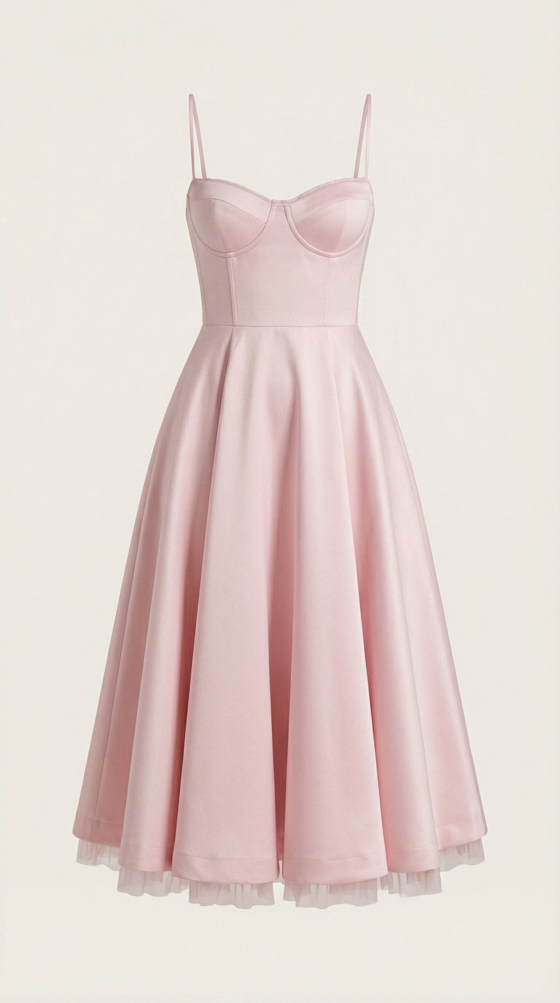 Sukienka midi dekolt w serce – cienkie ramiączka - Arkadya Outlet - Women Midi Dress