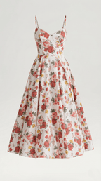 Sukienka midi dekolt w serce – cienkie ramiączka - Arkadya Outlet - Women Midi Dress