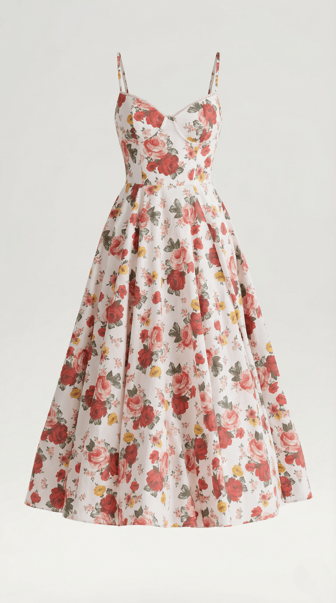 Sukienka midi dekolt w serce – cienkie ramiączka - Arkadya Outlet - Women Midi Dress