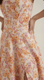 Sukienka midi dekolt w serce – krój A, rozcięcie boczne - Arkadya Outlet - Women Midi Dress