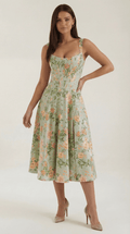 Sukienka midi dekolt w serce – krój A, rozcięcie boczne - Arkadya Outlet - Women Midi Dress