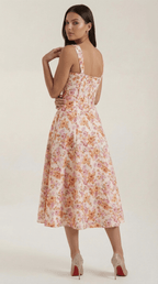 Sukienka midi dekolt w serce – krój A, rozcięcie boczne - Arkadya Outlet - Women Midi Dress