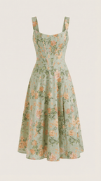 Sukienka midi dekolt w serce – krój A, rozcięcie boczne - Arkadya Outlet - Women Midi Dress
