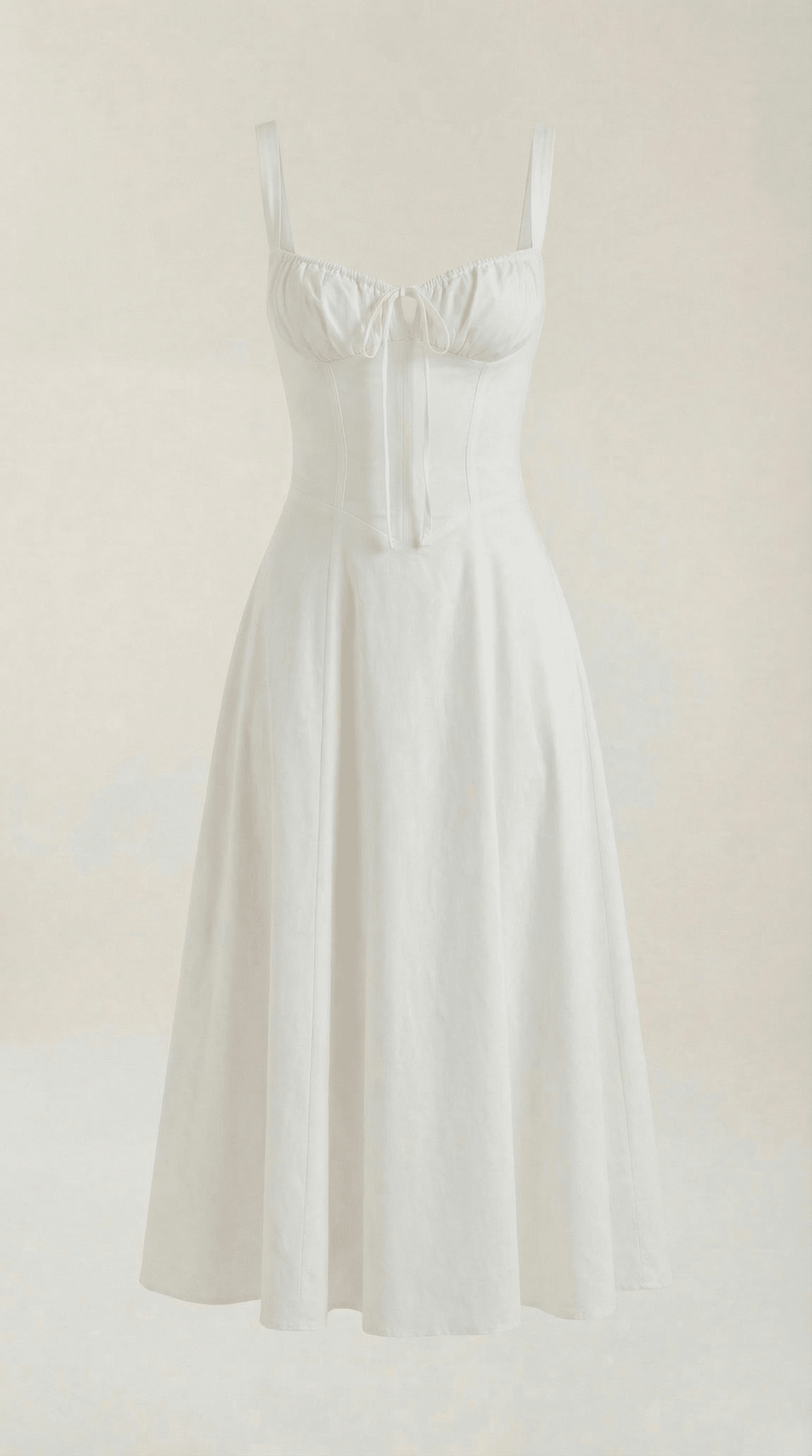 Sukienka midi dekolt w serce – krój A, wiązanie - Arkadya Outlet - Women Midi Dress