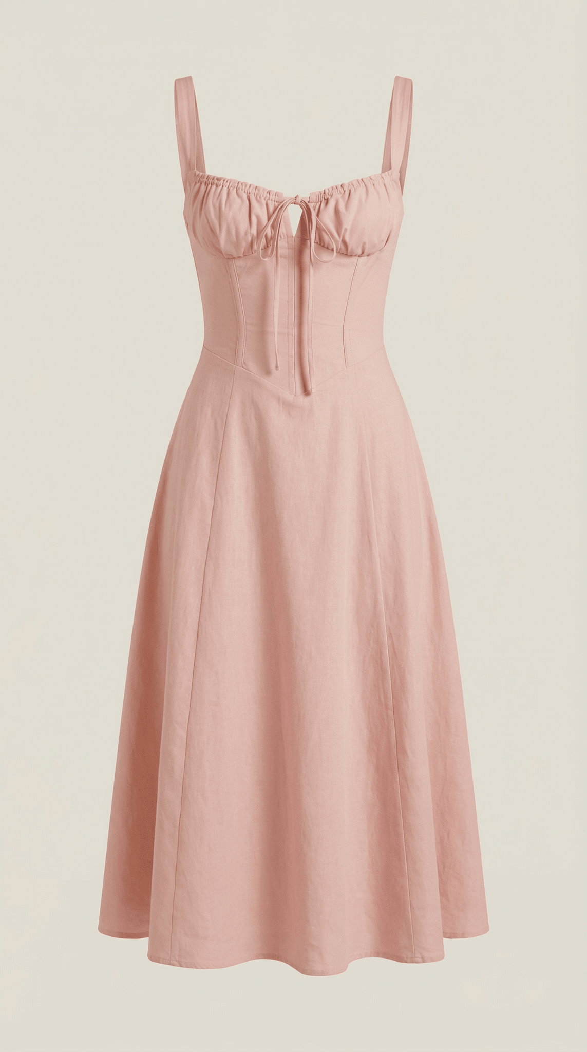 Sukienka midi dekolt w serce – krój A, wiązanie - Arkadya Outlet - Women Midi Dress