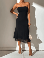 Sukienka midi dopasowana bez ramiączek - Arkadya Outlet - Women Midi Dress