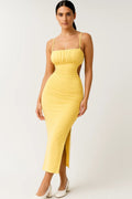 Sukienka midi dopasowana z plisowaniem - Arkadya Outlet - Women Midi Dress