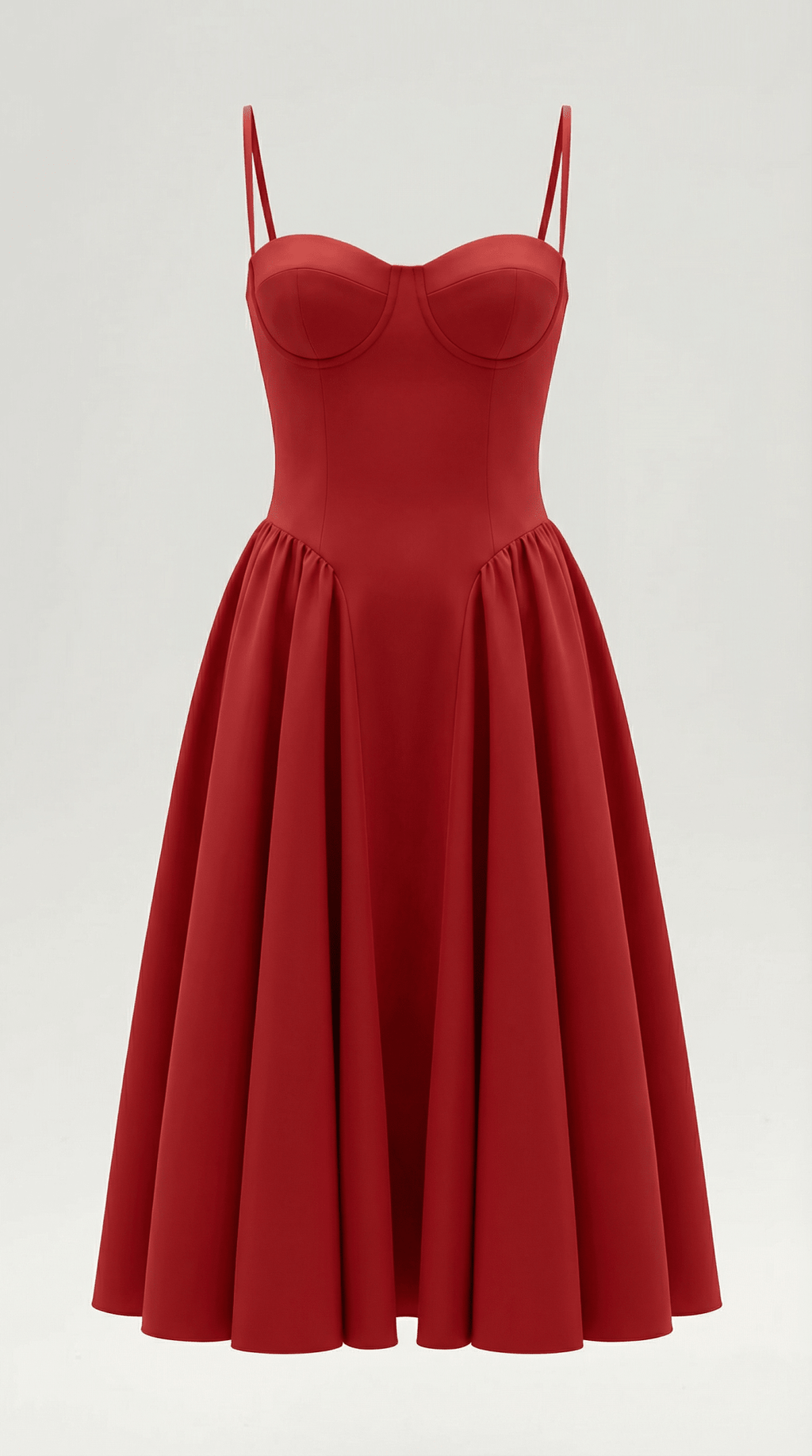 Sukienka midi gorsetowa – dekolt w serce, ramiączka - Arkadya Outlet - Women Midi Dress