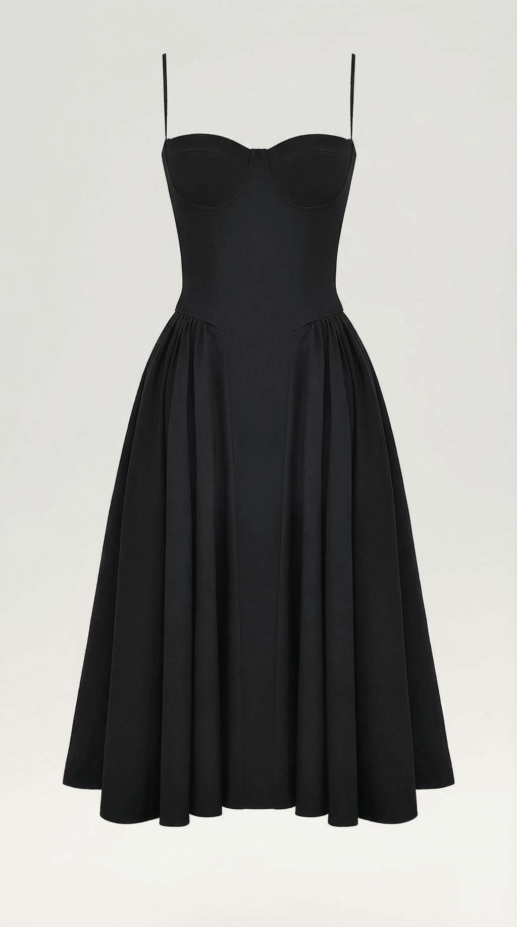 Sukienka midi gorsetowa – dekolt w serce, ramiączka - Arkadya Outlet - Women Midi Dress