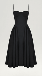 Sukienka midi gorsetowa – dekolt w serce, ramiączka - Arkadya Outlet - Women Midi Dress