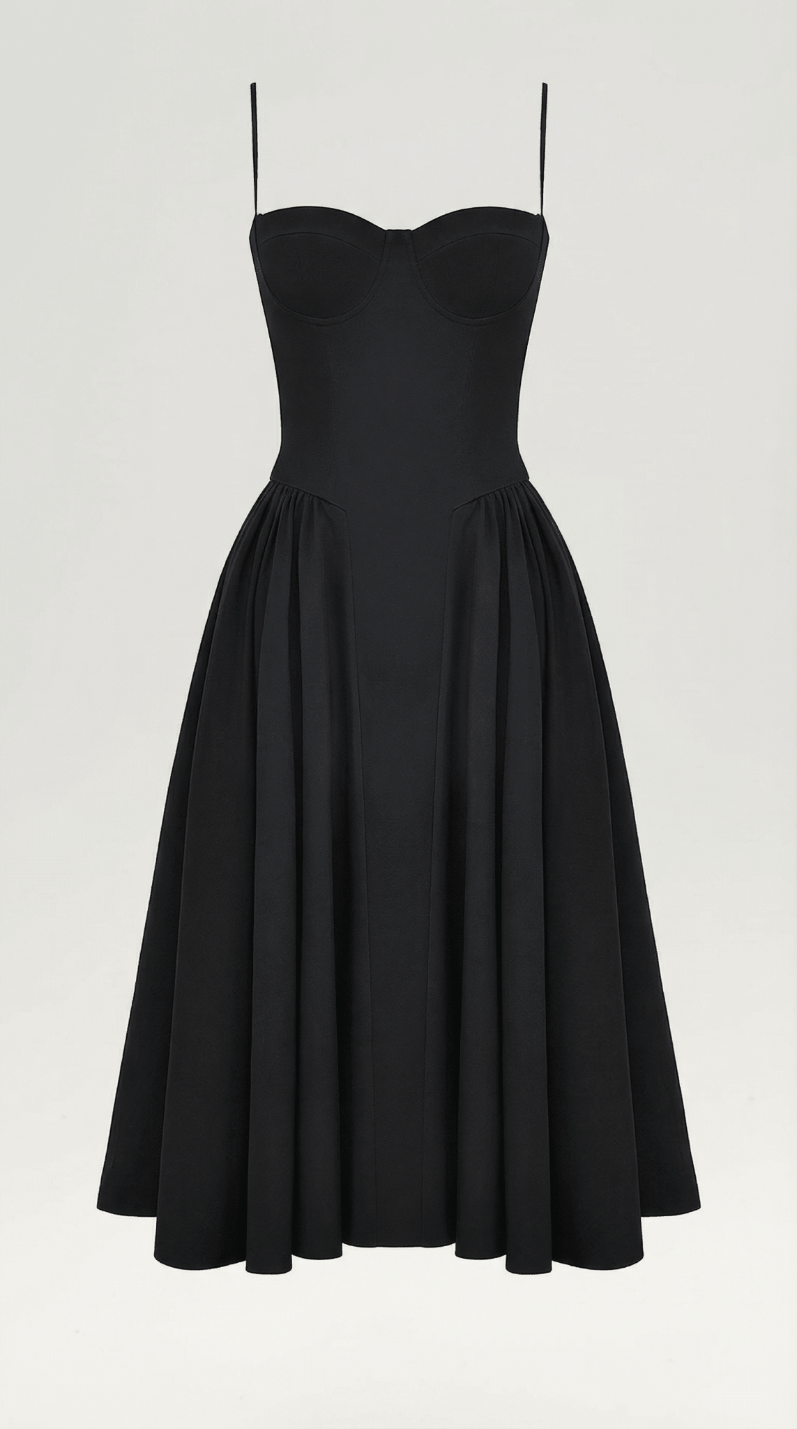 Sukienka midi gorsetowa – dekolt w serce, ramiączka - Arkadya Outlet - Women Midi Dress