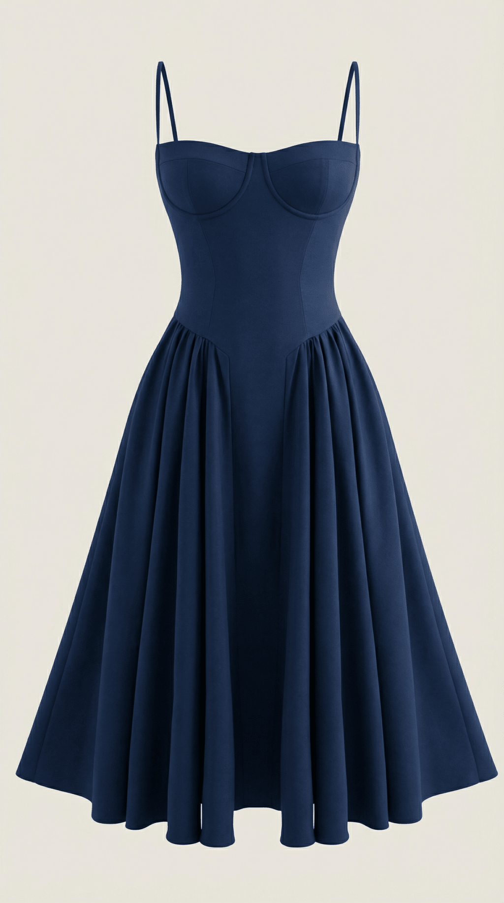Sukienka midi gorsetowa – dekolt w serce, ramiączka - Arkadya Outlet - Women Midi Dress