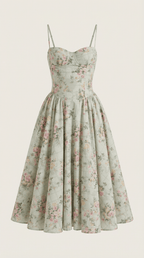 Sukienka midi gorsetowa – dekolt w serce, ramiączka - Arkadya Outlet - Women Midi Dress