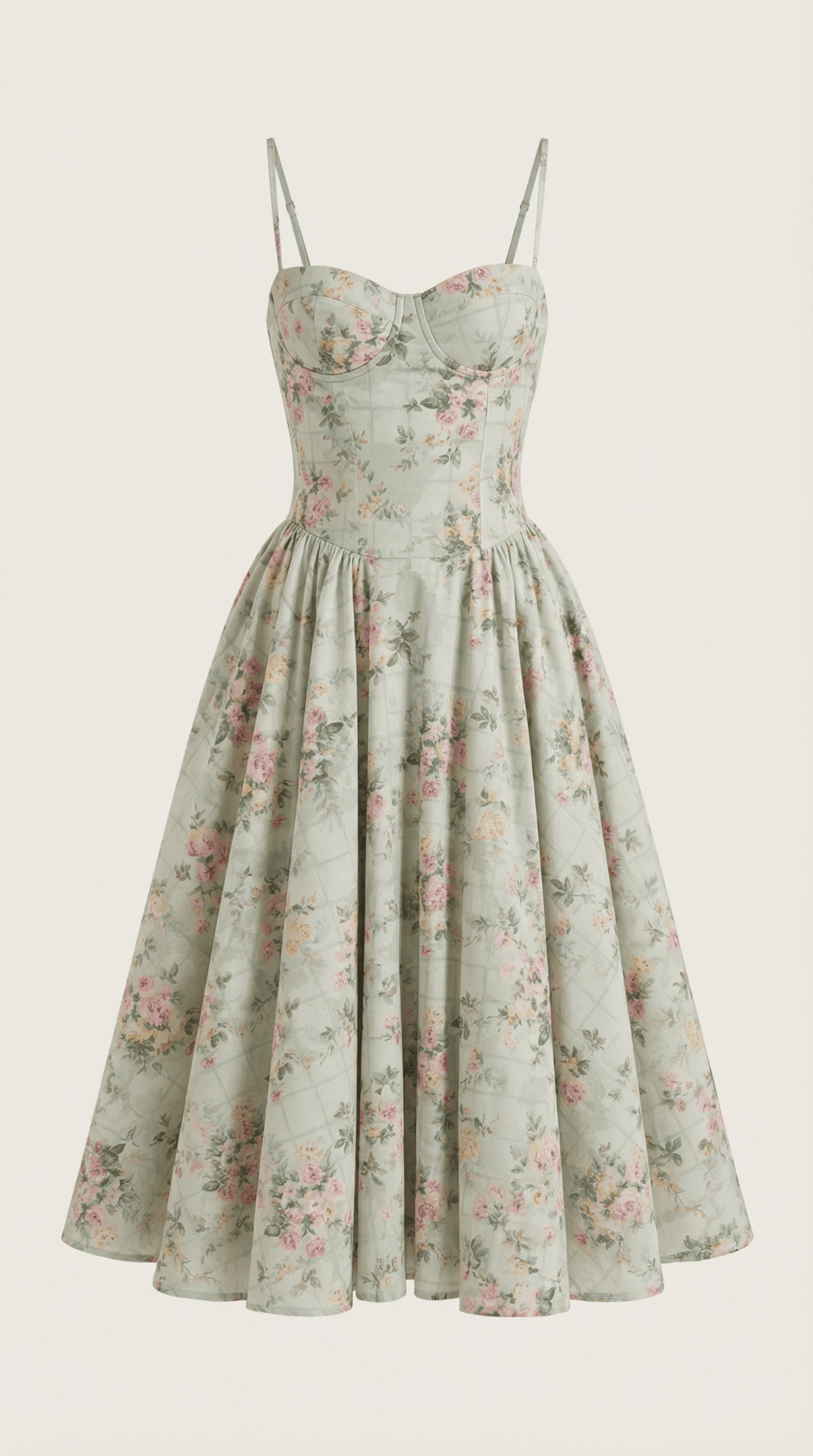 Sukienka midi gorsetowa – dekolt w serce, ramiączka - Arkadya Outlet - Women Midi Dress
