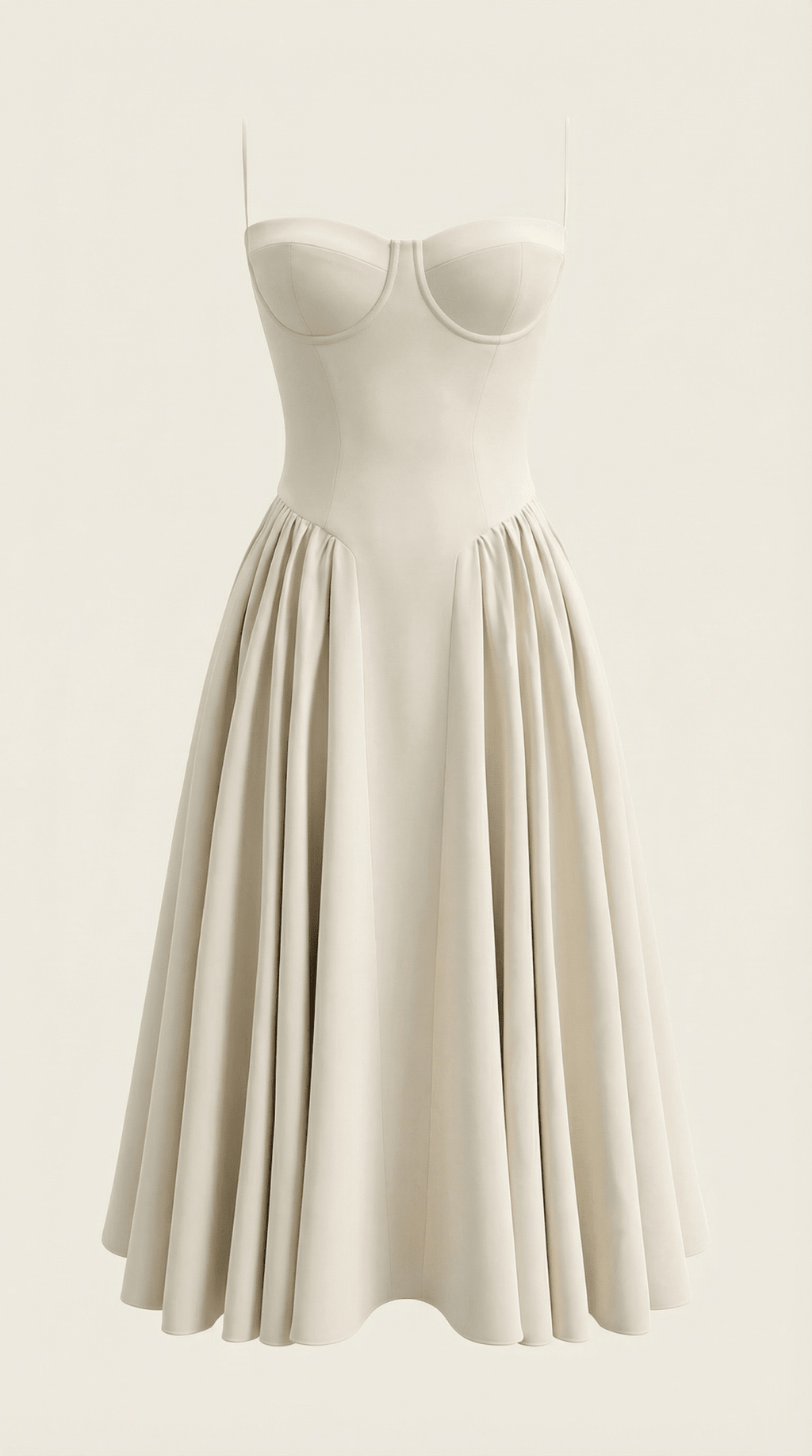 Sukienka midi gorsetowa – dekolt w serce, ramiączka - Arkadya Outlet - Women Midi Dress