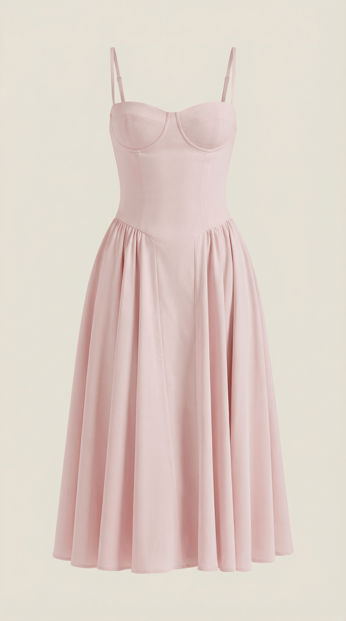 Sukienka midi gorsetowa – dekolt w serce, ramiączka - Arkadya Outlet - Women Midi Dress