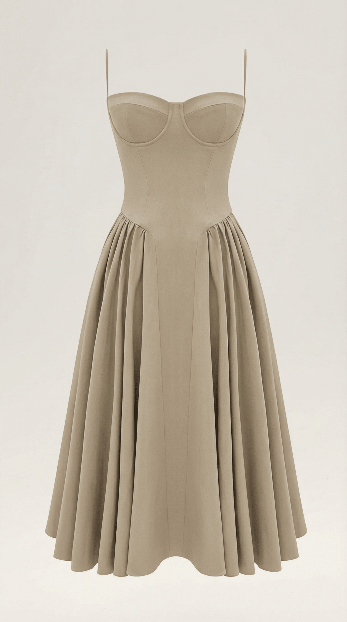 Sukienka midi gorsetowa – dekolt w serce, ramiączka - Arkadya Outlet - Women Midi Dress