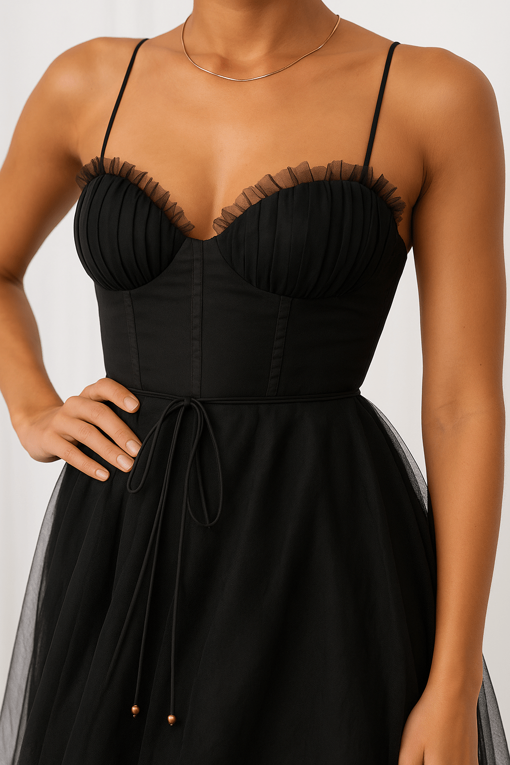 Sukienka midi gorsetowa na cienkich ramiączkach - Arkadya Outlet - Women Midi Dress