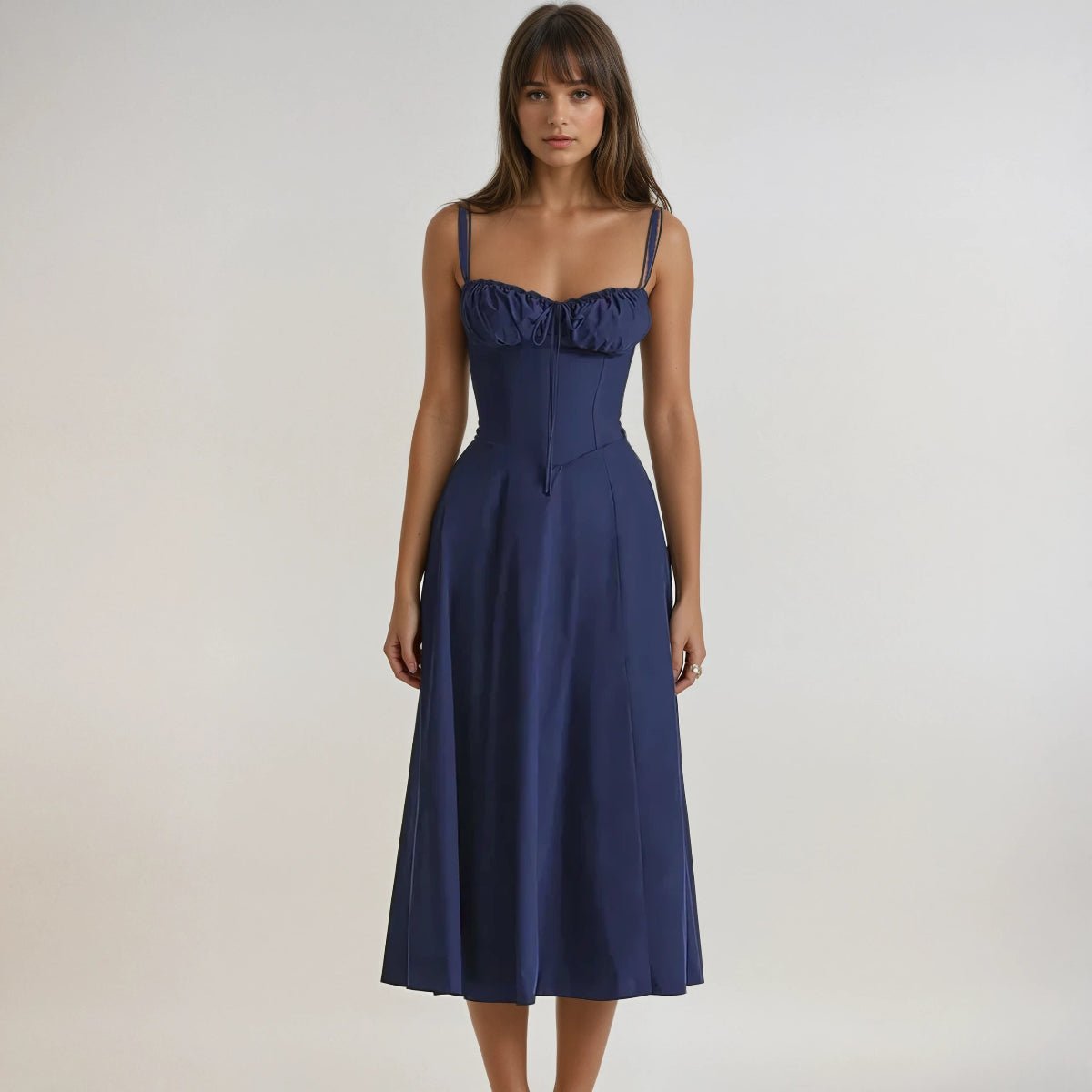 Sukienka midi gorsetowa rozkloszowana - Arkadya Outlet - Women Midi Dress