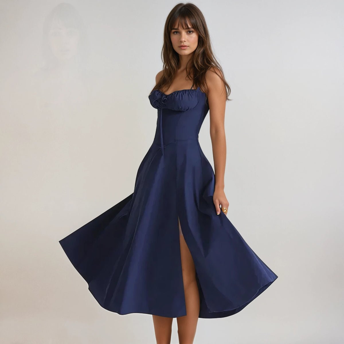 Sukienka midi gorsetowa rozkloszowana - Arkadya Outlet - Women Midi Dress
