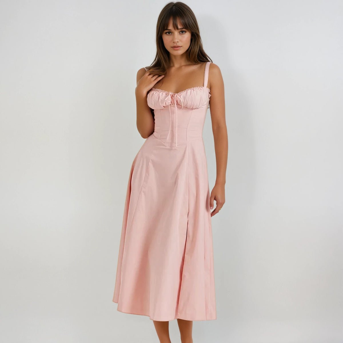 Sukienka midi gorsetowa rozkloszowana - Arkadya Outlet - Women Midi Dress