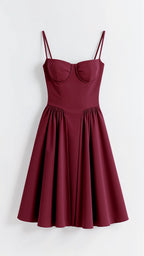 Sukienka midi gorsetowa z plisowaną spódnicą - Arkadya Outlet - Women Midi Dress