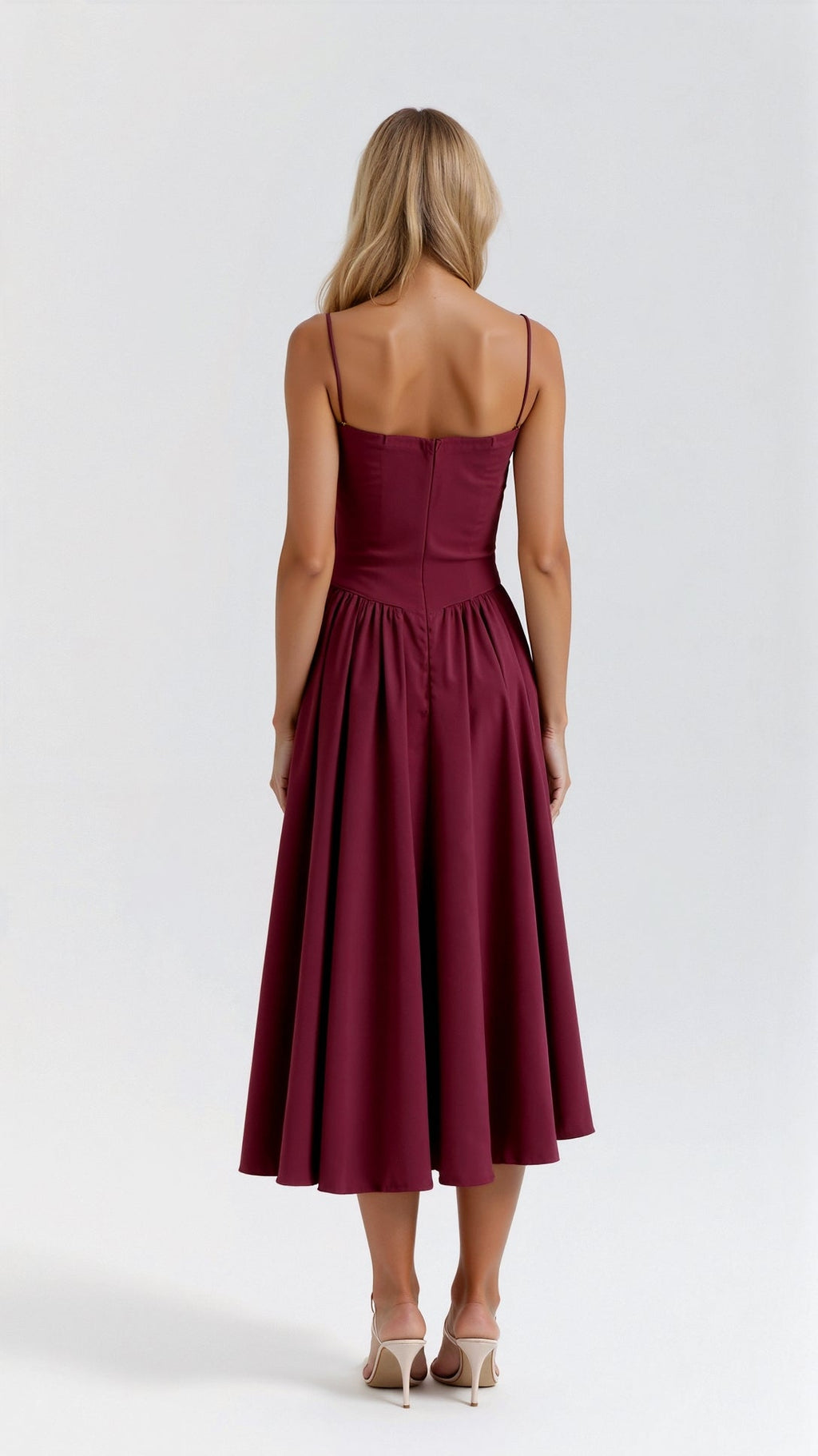 Sukienka midi gorsetowa z plisowaną spódnicą - Arkadya Outlet - Women Midi Dress